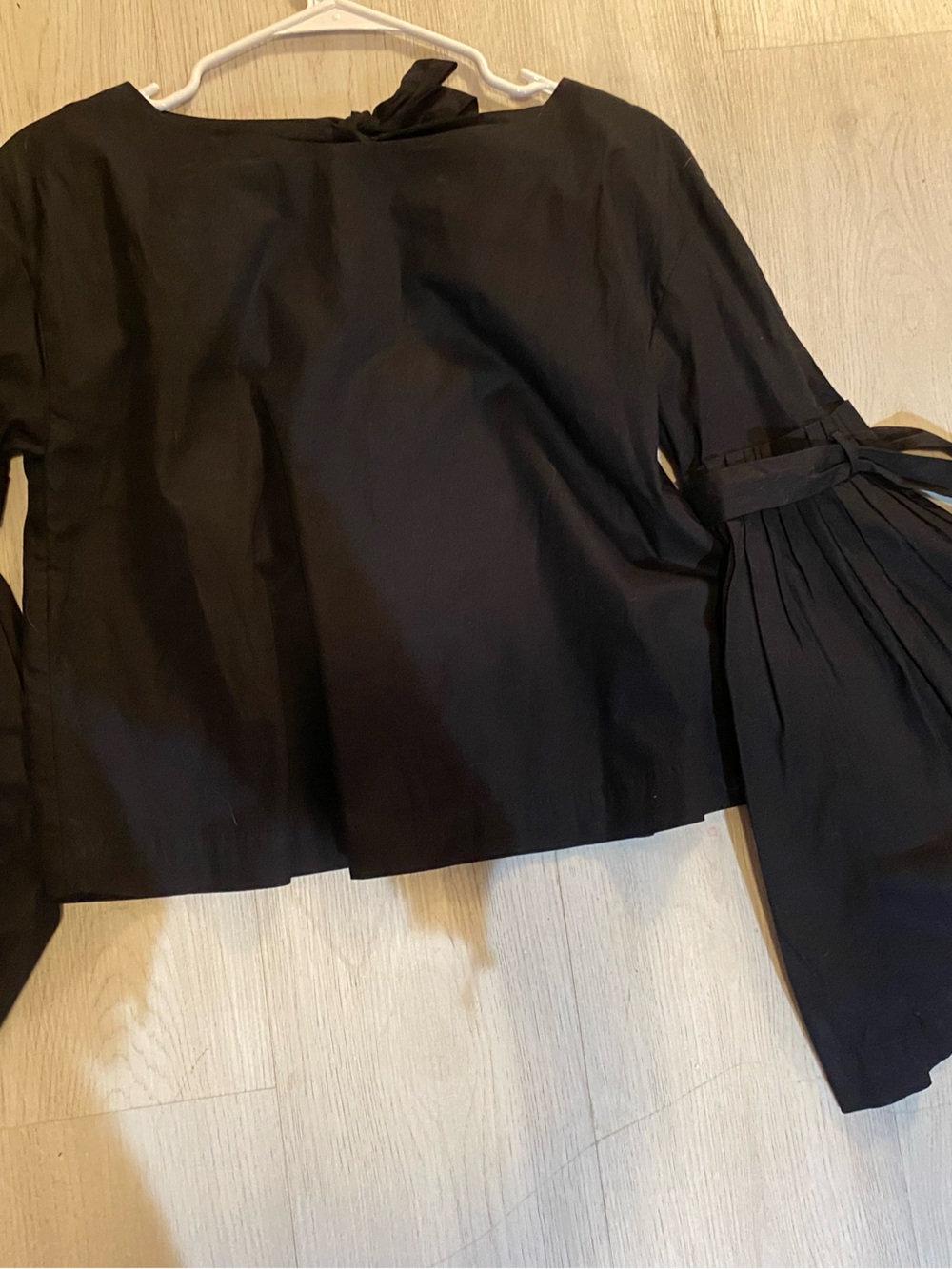 Free People Black Long-Sleeve Tie-Sleeve Blouse